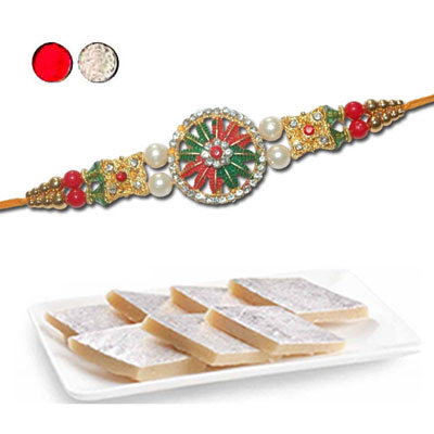 "Rakhi - SR-9390 A (Single Rakhi),250gms of Kaju Kathili - Click here to View more details about this Product